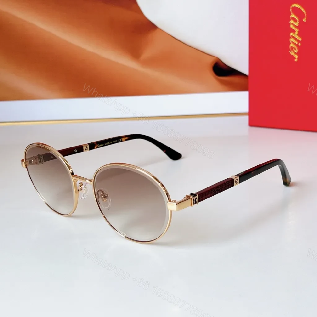View 8 of Gold-Tone Round Sunglasses: Luxury-Casual, UV400 Protection