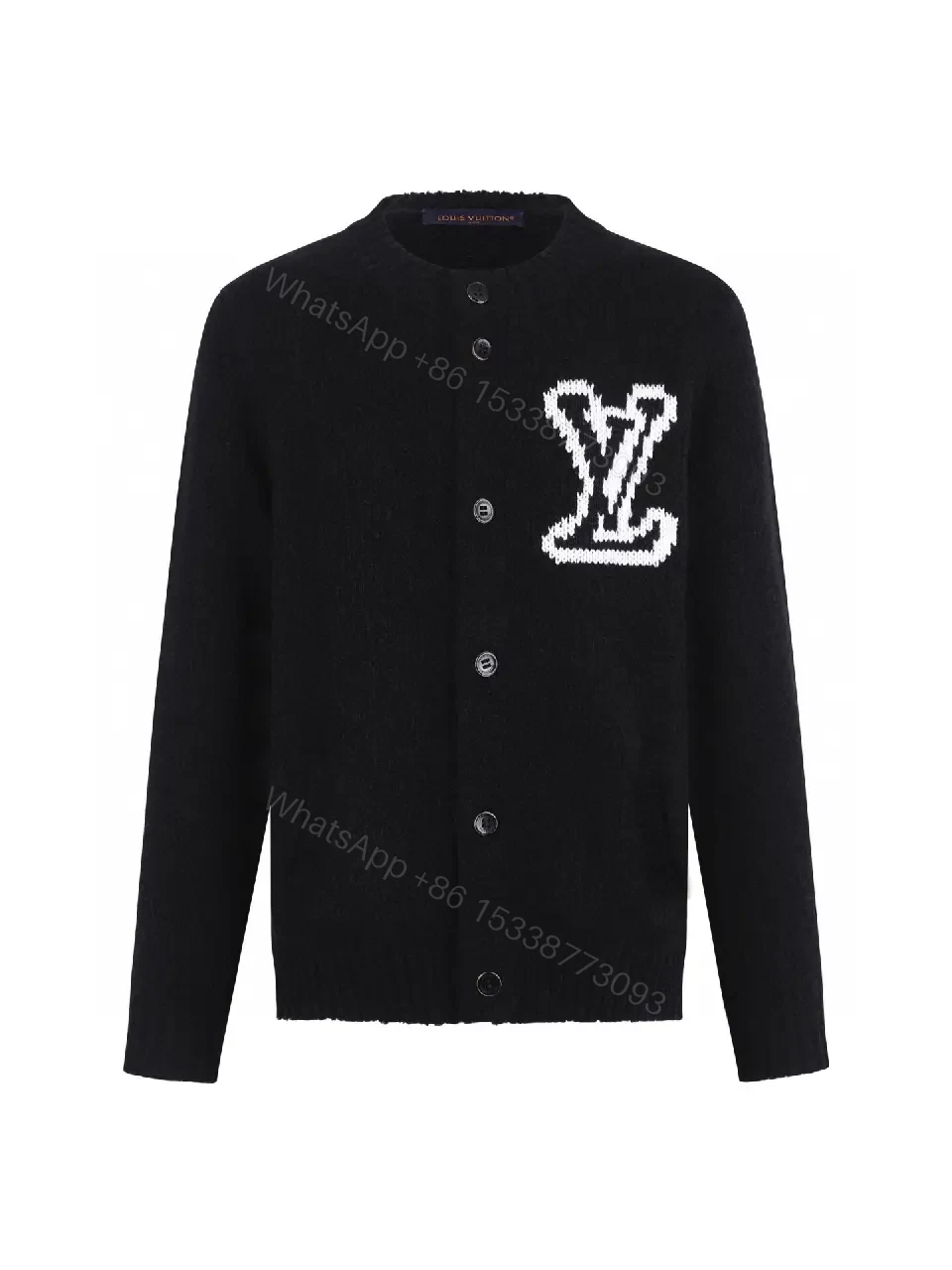 Chunky Knit Cardigan Black – Monogram Detail, Premium Comfort Cardigan — view 1