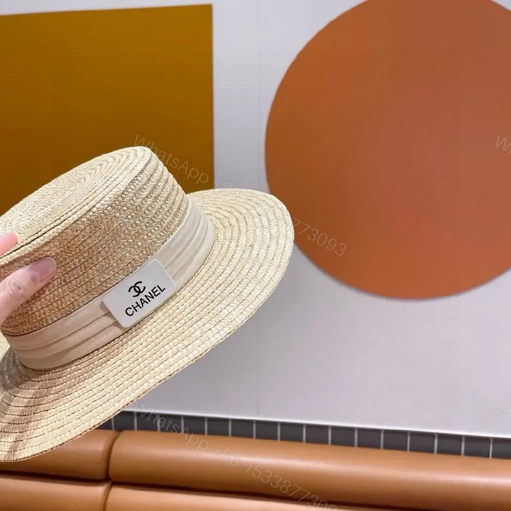 View 7 of Sun-Kissed Stripes Straw Hat: Premium, CHANEL-Inspired Flair