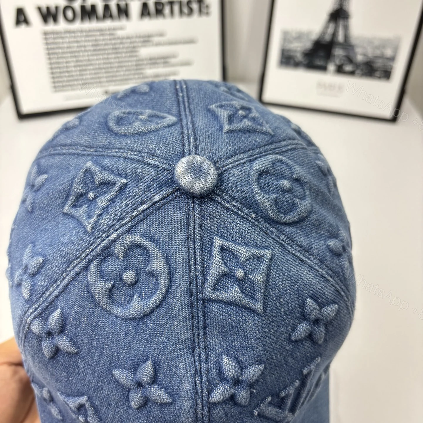 View 7 of LOUIS VUITTON MONOGRAM DENIM BASEBALL CAP IN BLUE