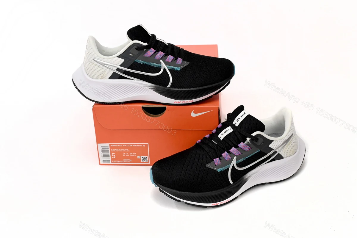 View 2 of Nike Air Zoom Pegasus 38 Black White Chlorine Blue CW7356-003