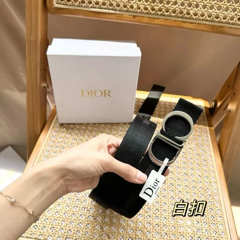 View 3 of Bold Black Belt with Signature Hardware - Dior-Inspired Class