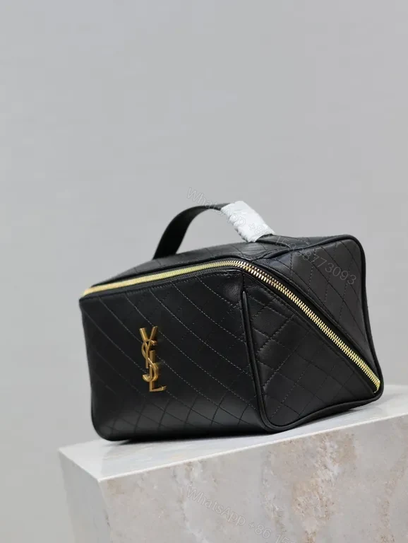 View 2 of Chic Quilted Cosmetic Case + Gold Hardware Luxury Organiser