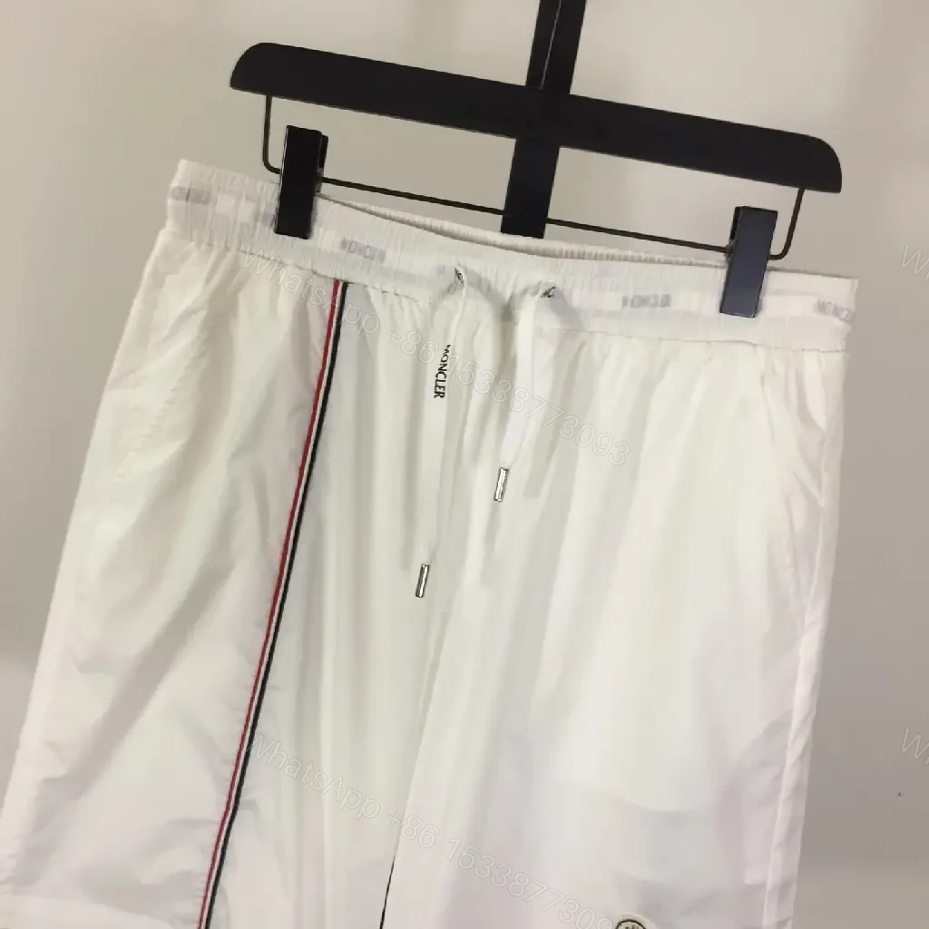 View 2 of White Nylon Shorts Athletic Drawstring Moncler-style Logo