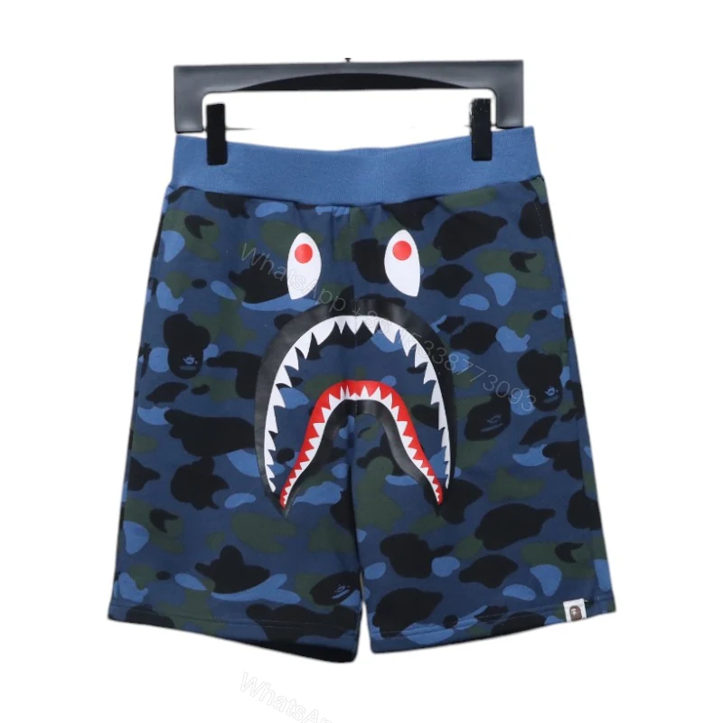 View 6 of BAPE Camouflage Shark Mouth Shorts Navy Blue