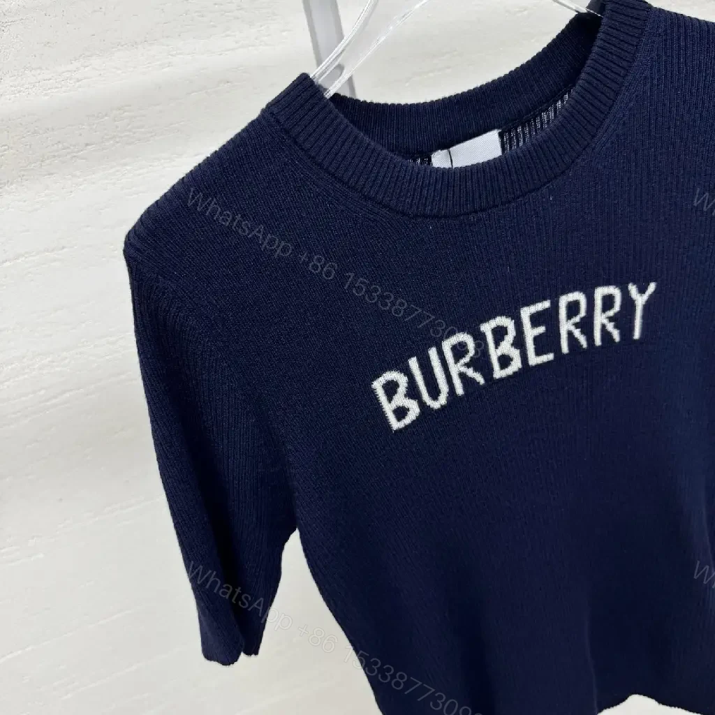View 7 of Chic Navy Knit Tee: Premium Textured Crew-Neck Top