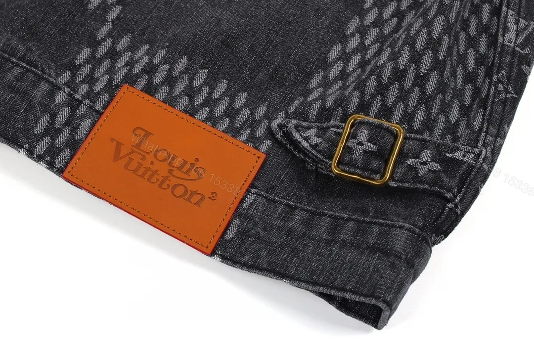 View 2 of Monogram Patchwork Denim Jacket: Modern Texture & Signature Detail