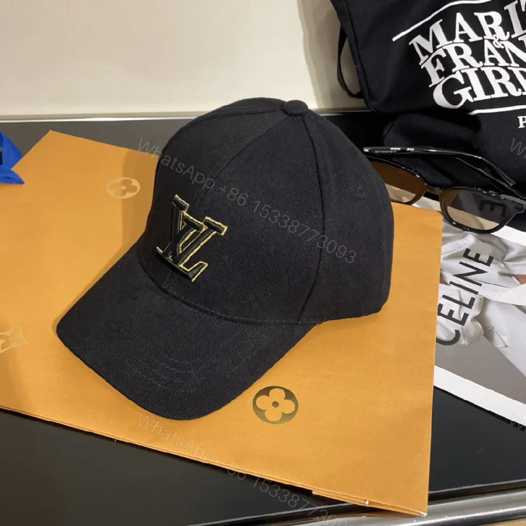 Lux Black Cap with Gold Monogram Accent - Luxury-Casual Style — view 1