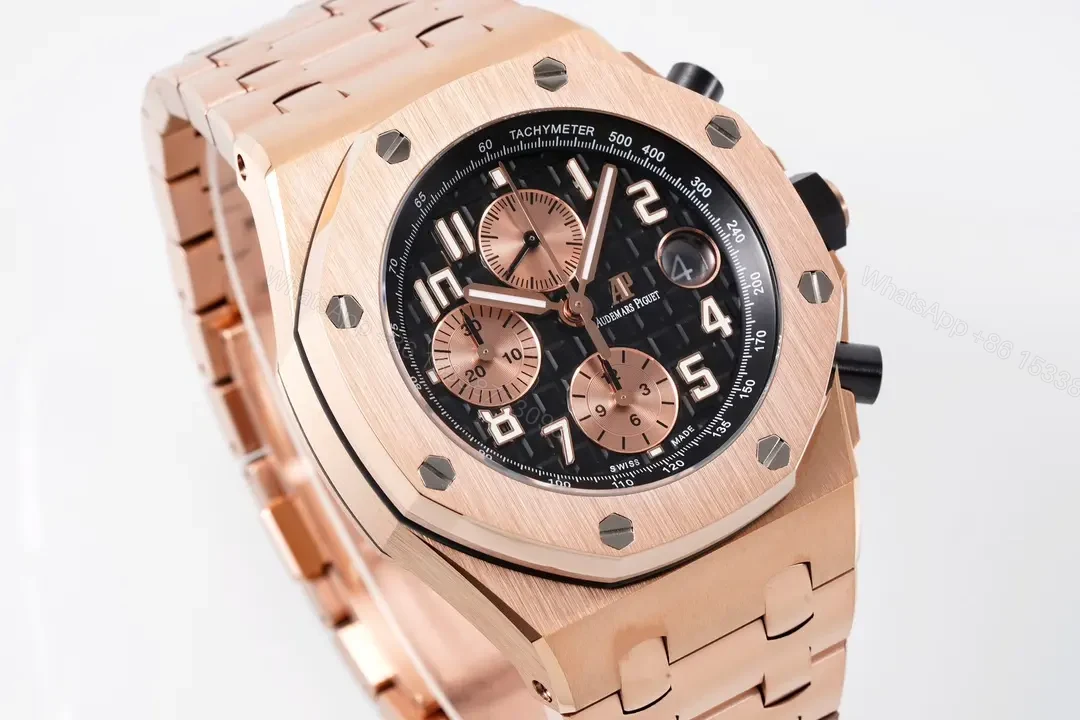 View 2 of JF Factory Audemars Piguet Royal Oak Offshore Rose Gold Bracelet Watch with Exclusive 4404 Chronograph Movement