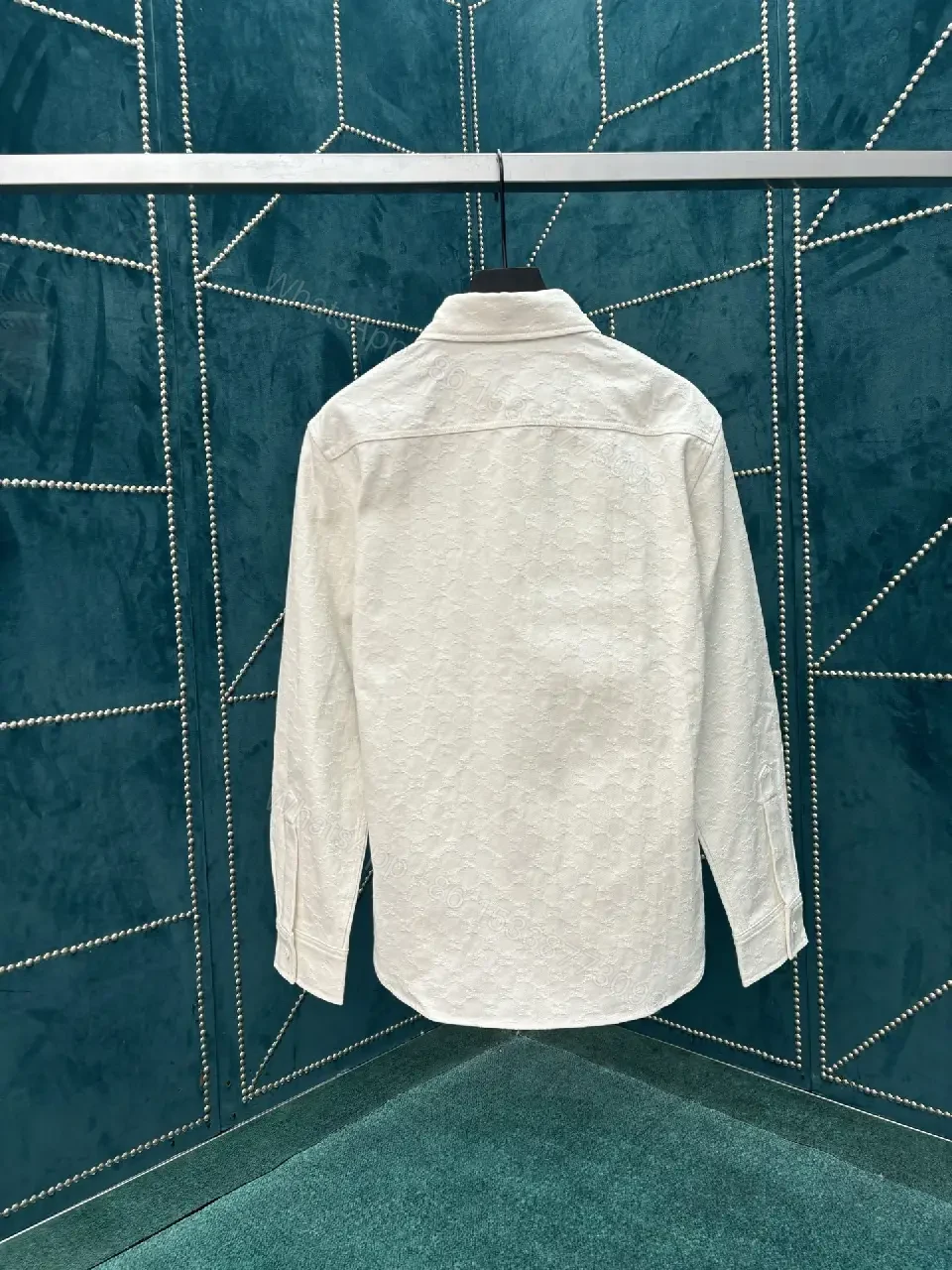 View 4 of Textured Button-Forward Shirt in Off-White with Subtle Patterning