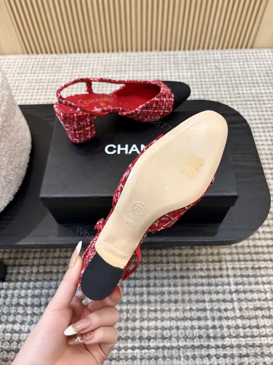 View 6 of Red Tweed Slingbacks: Modern Luxe, Comfortable Heels