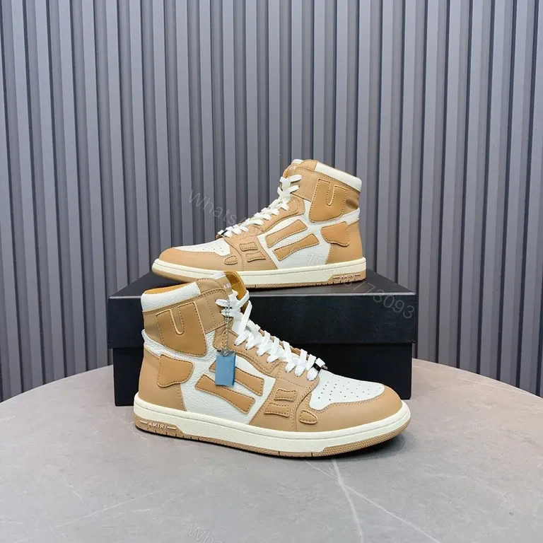 View 4 of Neutral Tan & Off-White High-Top Sneaker: Luxury Comfort