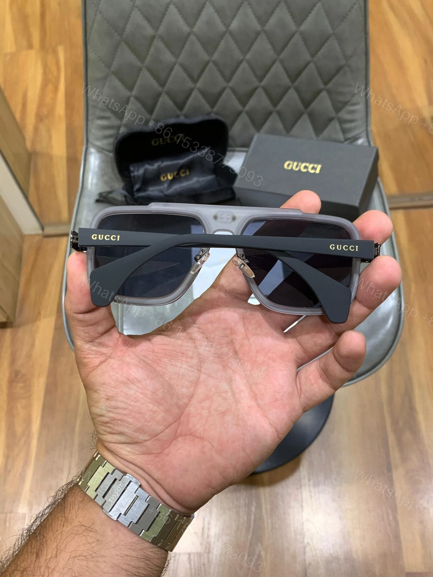 View 7 of Gucci Square Legend Black Acetate Sunglasses