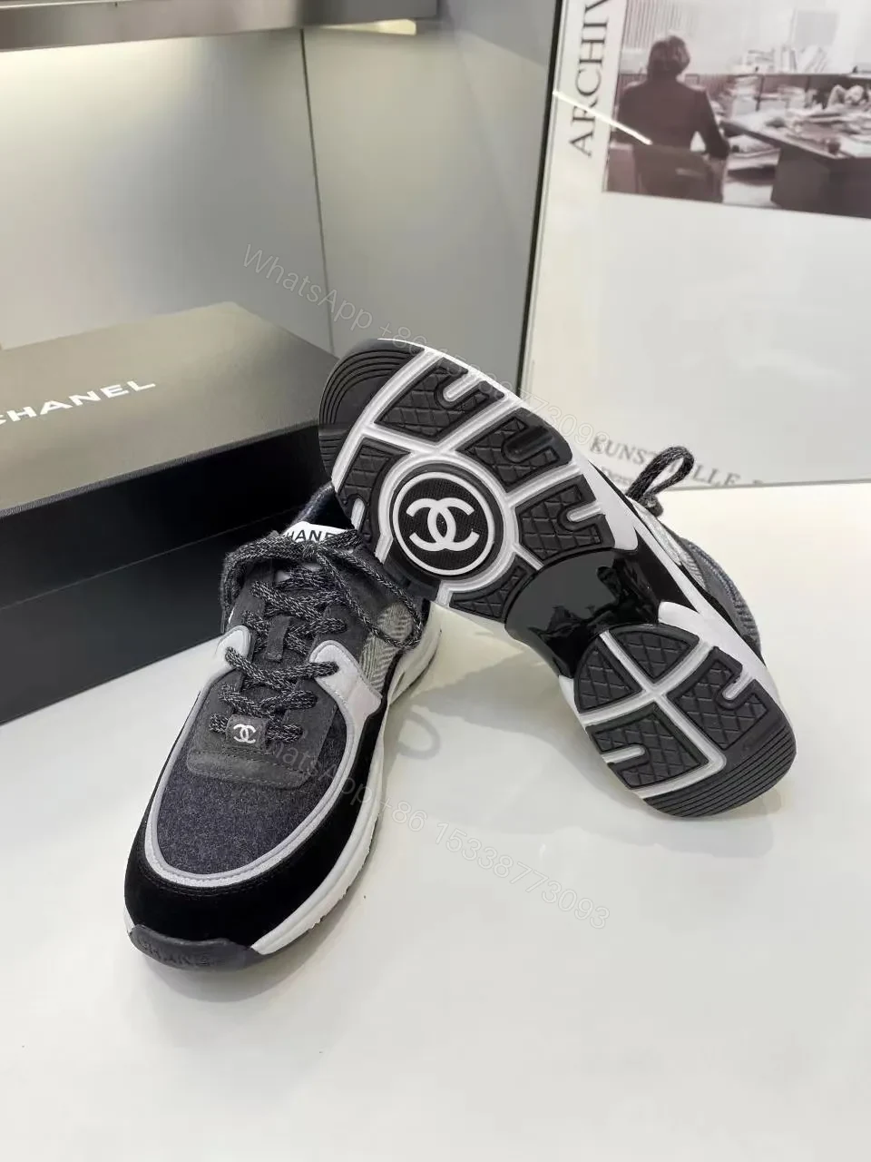 View 3 of Monochrome Luxe Sneaker: Suede-Textile Mix, Cushioned Comfort