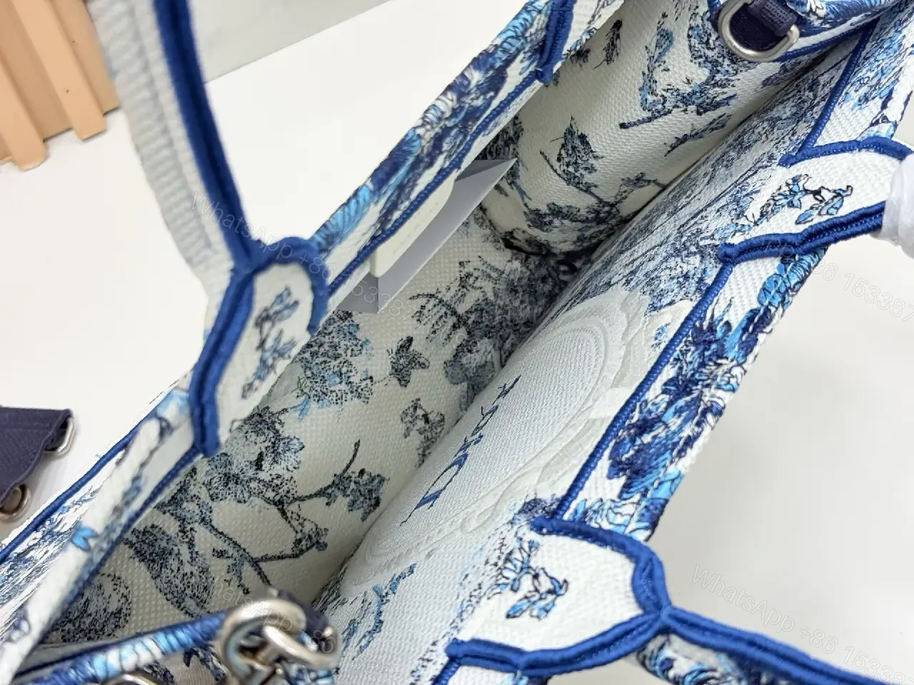 View 8 of Refined Toile de Jouy Tote: Everyday Luxury Statement