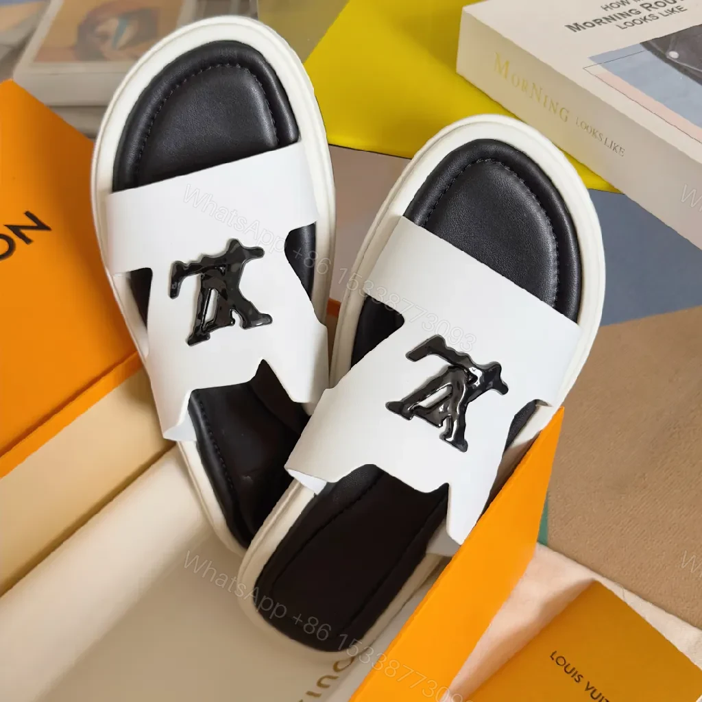 View 6 of Monochrome PU Slides with Logo Detail – Premium Comfort