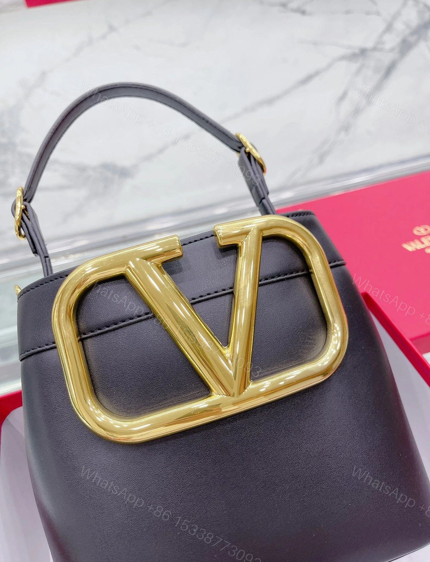 View 8 of VALENTINO GARAVANI SUPERVEE BUCKET BAG BLACK 20CM