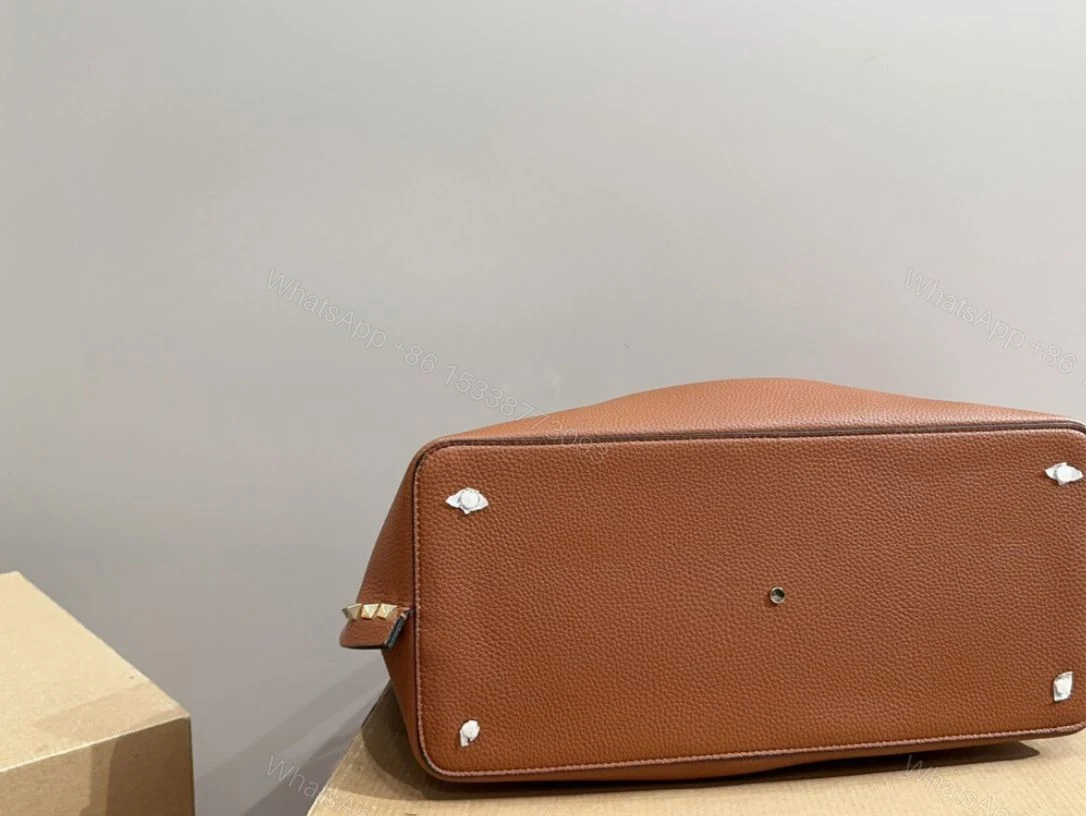 View 4 of VALENTINO GARAVANI ROCKSTUD TOTE BROWN 36CM