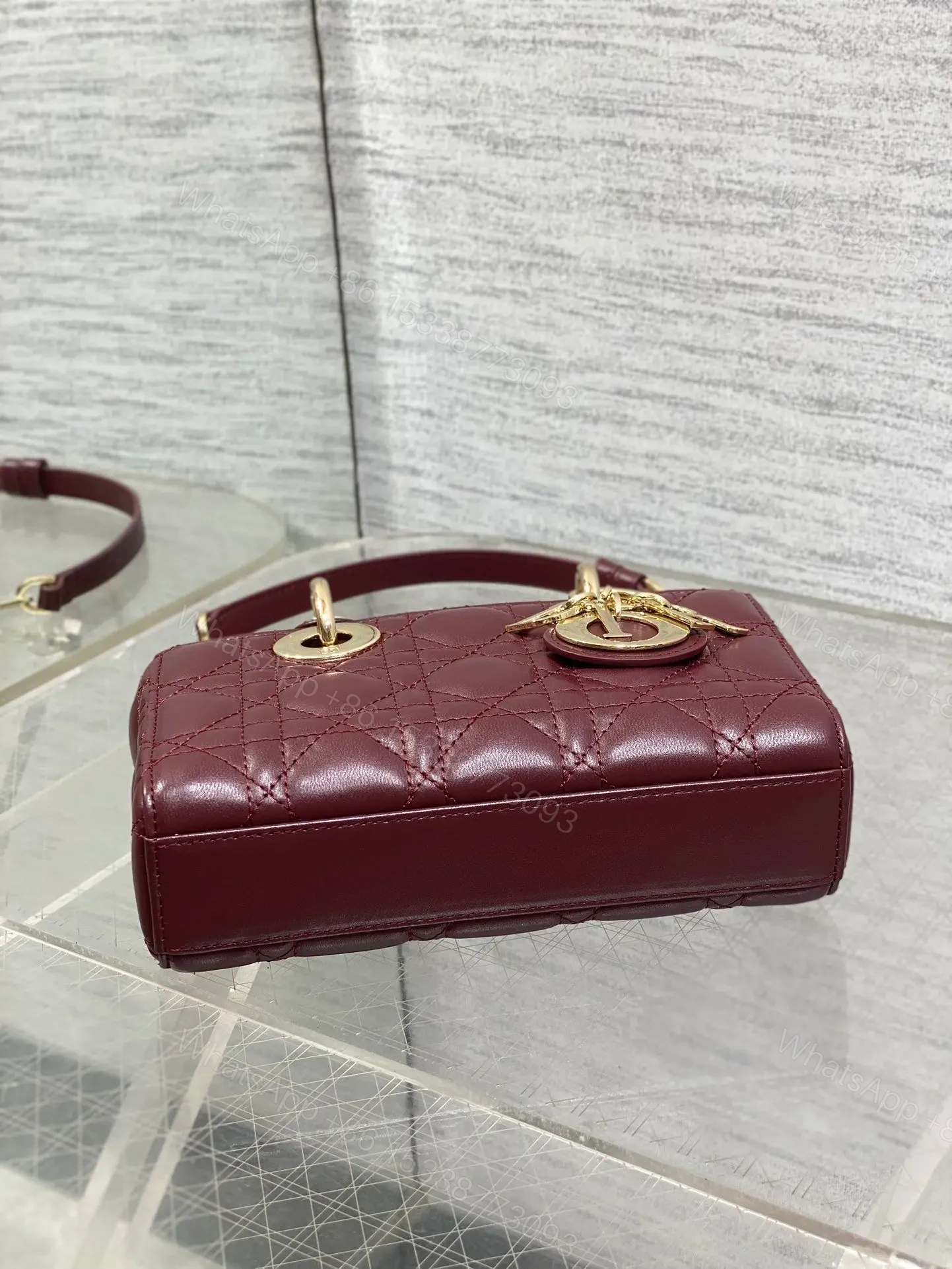 View 6 of DIOR SMALL LADY D‐JOY BAG 19 IN BURGUNDY GOLD HARDWARE