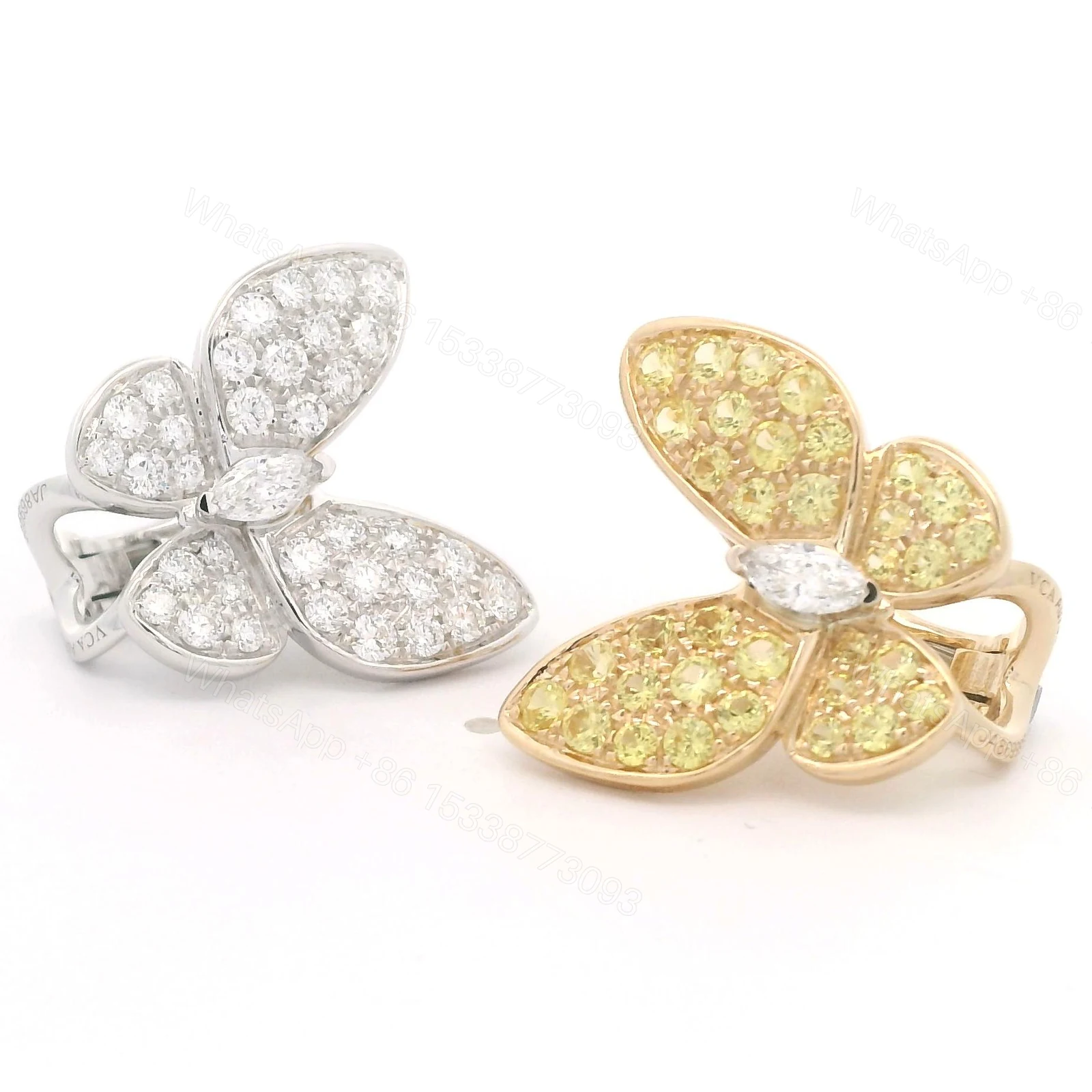 View 3 of Van Cleef & Arpels Double Butterfly Diamond, Sapphire Earrings