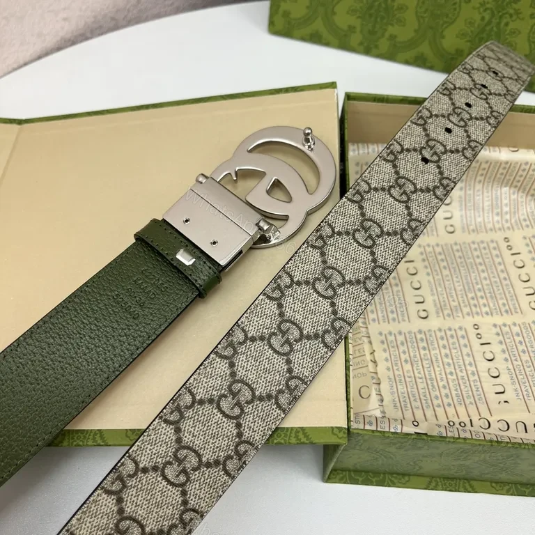 View 5 of Iconic GG Monogram Belt â€” Double-Ring Buckle Leather Edge Finish
