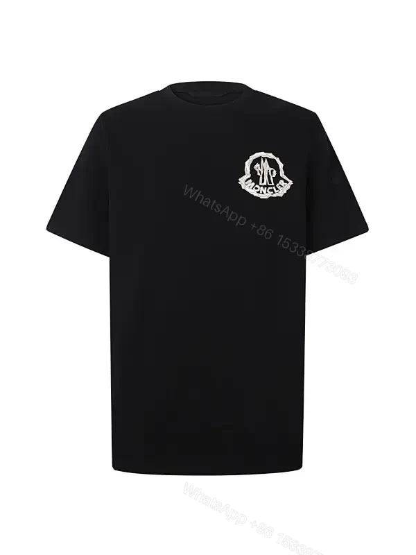 Minimalist Cotton Crest Tee - Black Luxe Tee — view 1