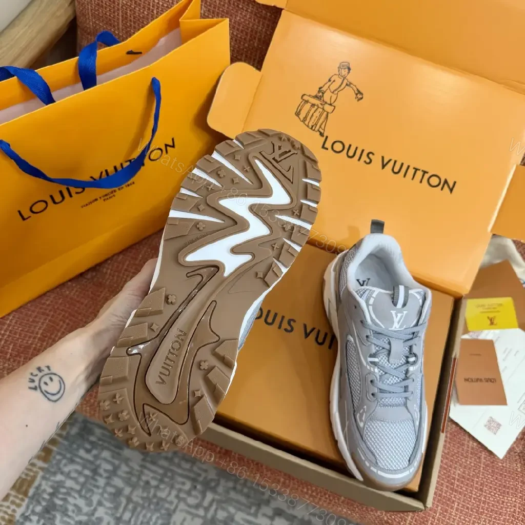 View 2 of Gray Mesh Leather Details Modern Durable Support Sneakers
