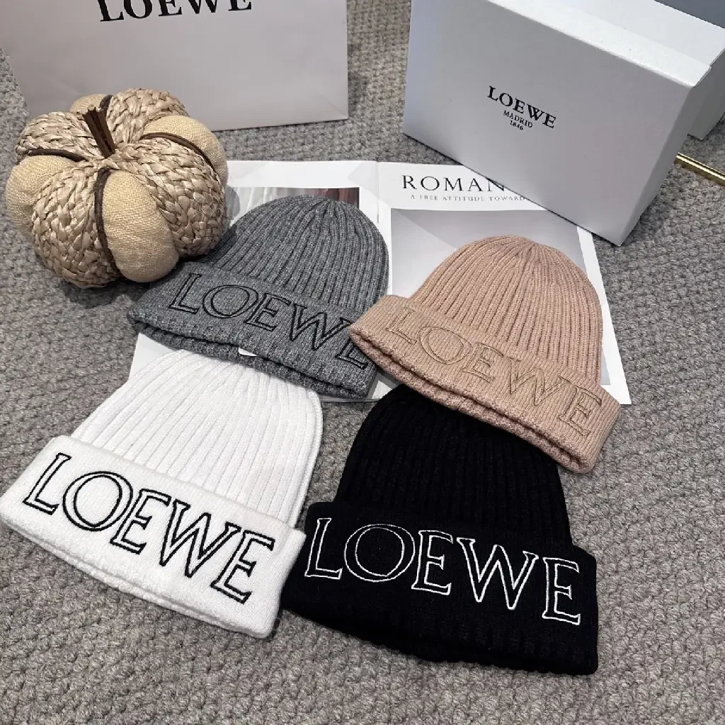 View 7 of Black Knit Beanie + Premium Knit + Chic Minimalist + LOEWE Logo Statement + Beanie