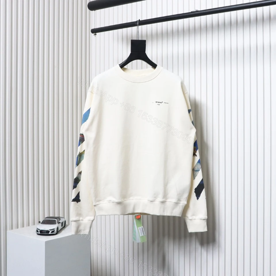 View 4 of Off-White Oil Painting Printed White Hoodie