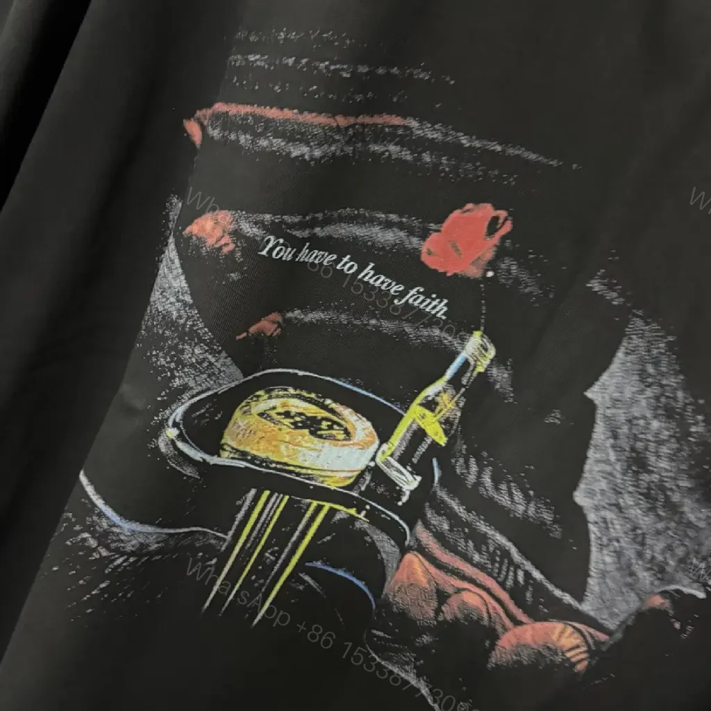 View 9 of black cotton oversized tee with graphic print, designer-inspired luxury casual