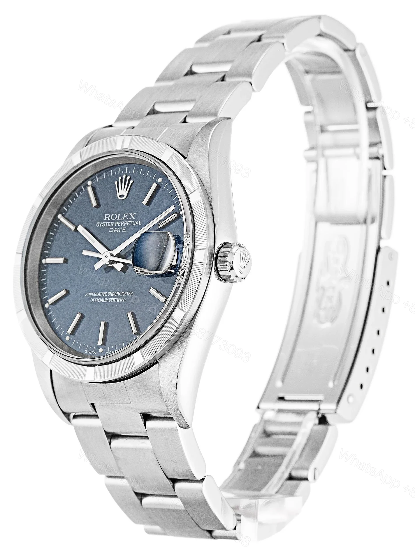 View 2 of Replica Rolex Oyster Perpetual Date Blue Dial 15210 34 mm