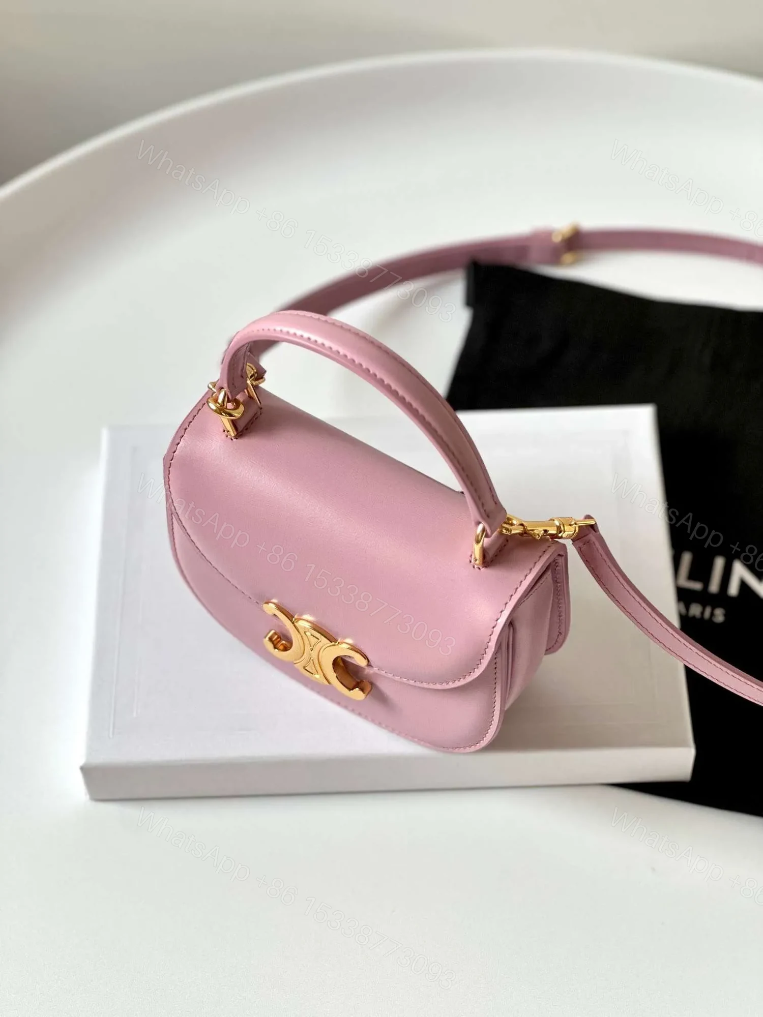View 3 of Celine Mini Handle Crossbody Pink 15.5x11cm