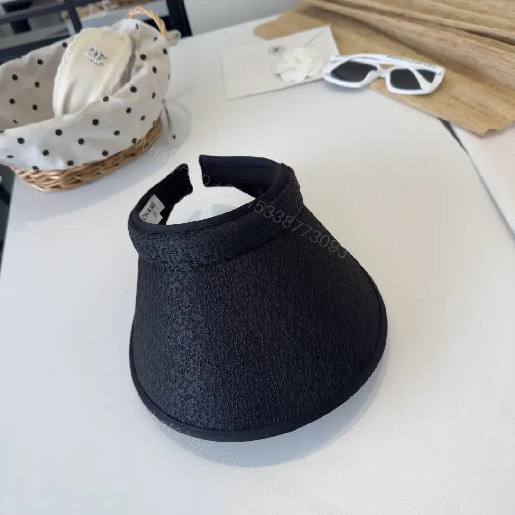 View 5 of Black Lace-Texture Visor Cap: Couture-Edge Sun Shield