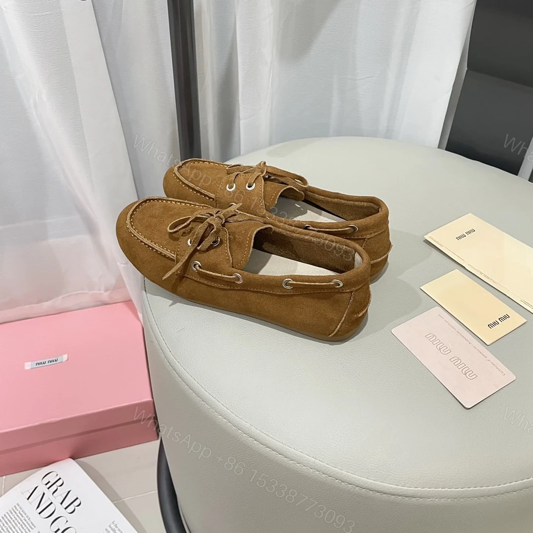 View 2 of MIUMIU FADED UNLINED SUEDE LOAFERS CINNAMON 5D123E Z5O F0401 F D005