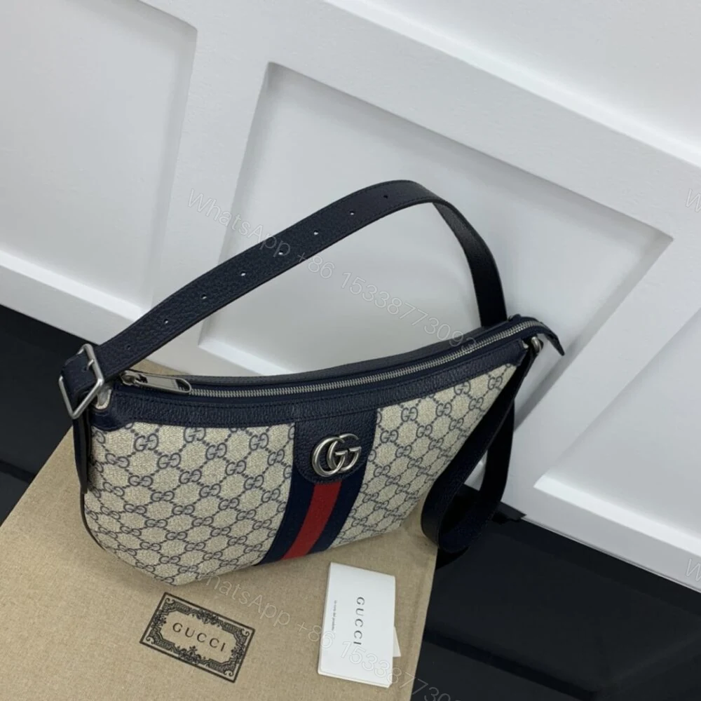 View 3 of Gucci Ophidia GG Small Shoulder Bag Navy Blue 30Cm