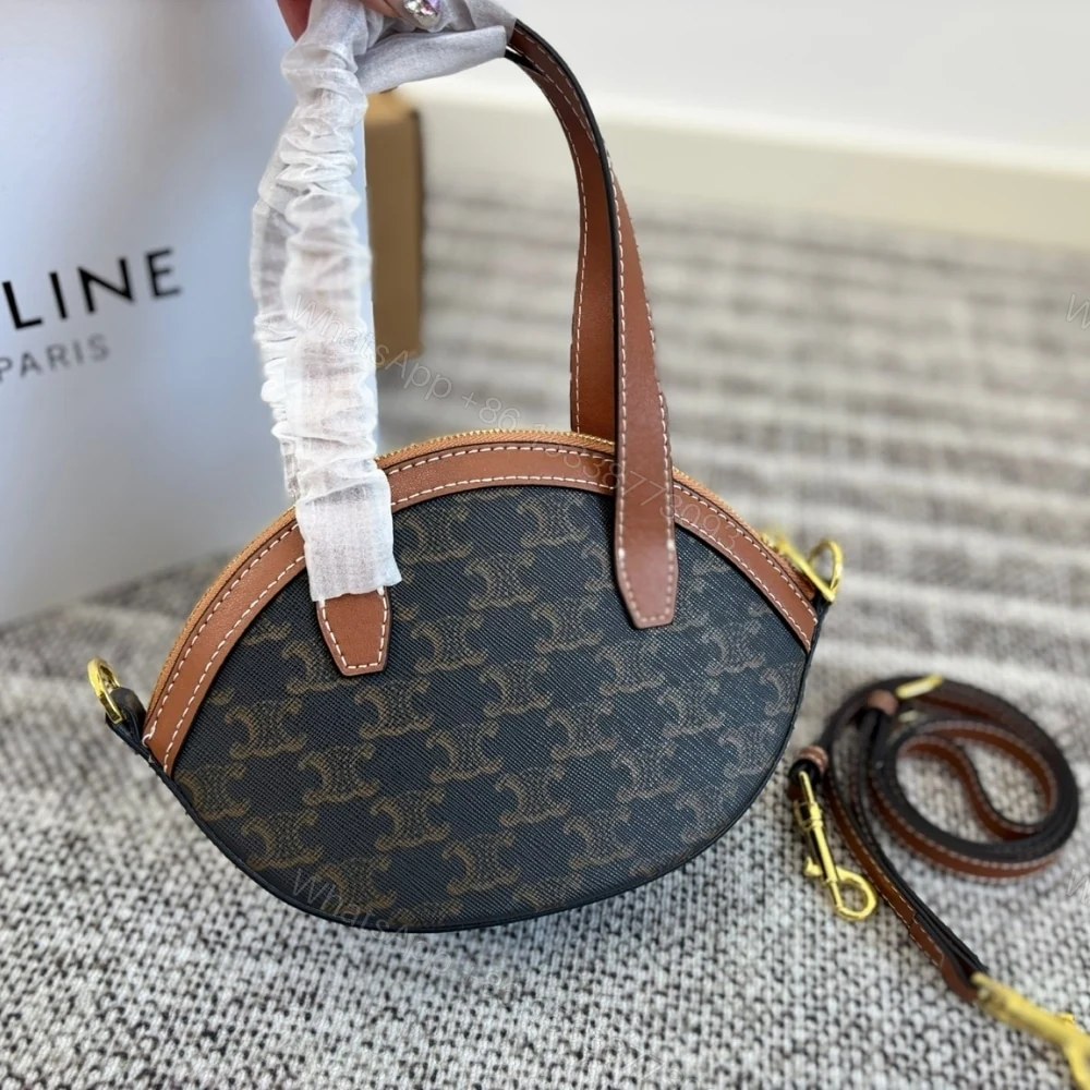View 5 of CELINE OAL BAG IN TRIOMPHE CANVAS TAN 24CM 122262BZJ 04LU