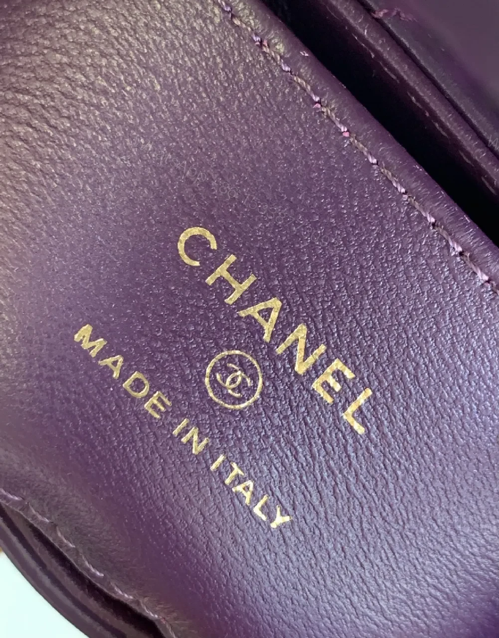 View 4 of Purple Quilted Mini Bag with Gold Chain - Crossbody Style