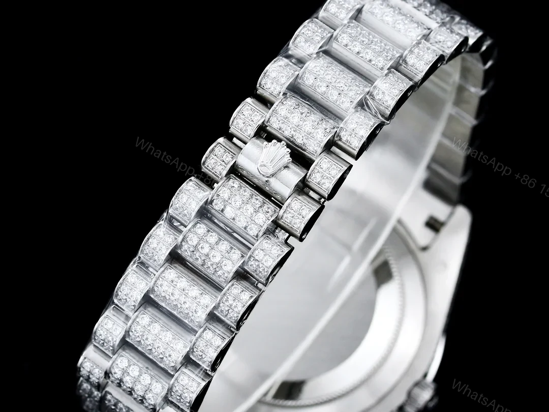 View 8 of Rolex Datejust Red Diamond Replica 42MM Premium Iced Steel Bracelet Red Dial Edition RG-ROLEX-DJ-RED-DIA-ICED-STL-42
