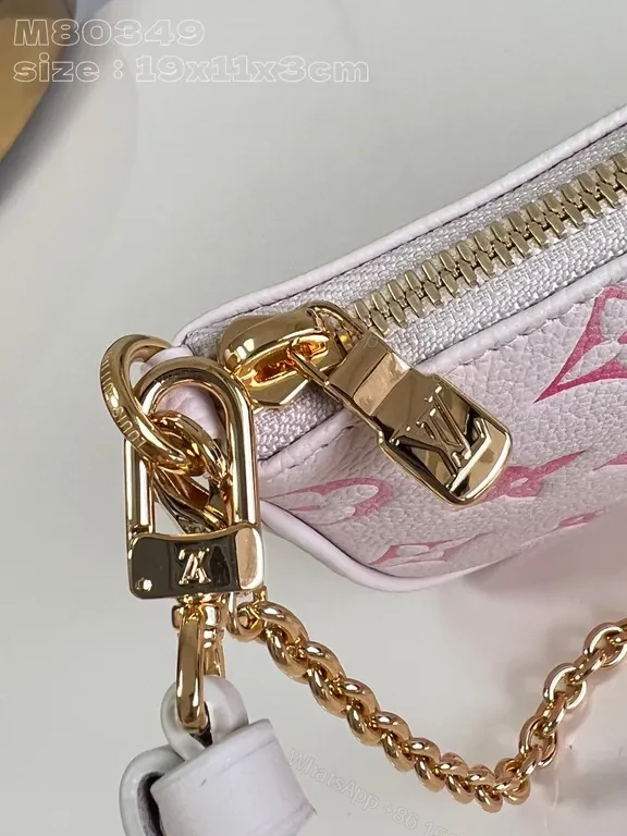 View 7 of Pastel LV-Inspired Leather-Textured Handbag