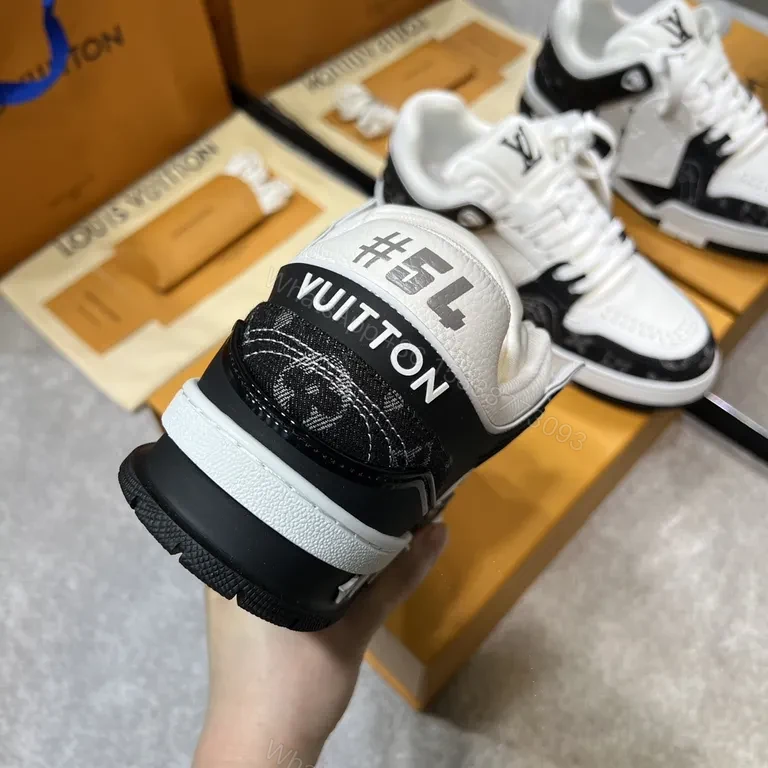 View 7 of White & Black LV-Embellished Sneaker: Luxury Street-Ready Comfort