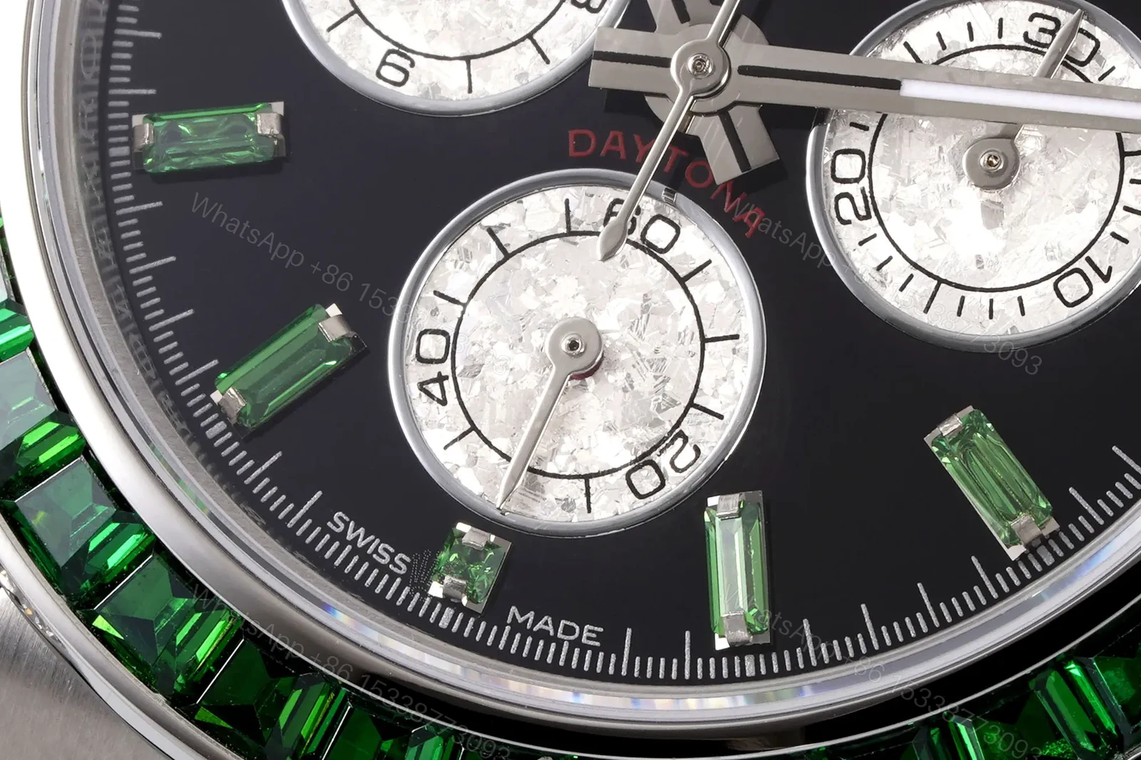 View 5 of Dazzling green diamond daytona replica 40MM Rubber Strap Edition ROLEX-DAYTONA-GRN-DIA-RUB-40