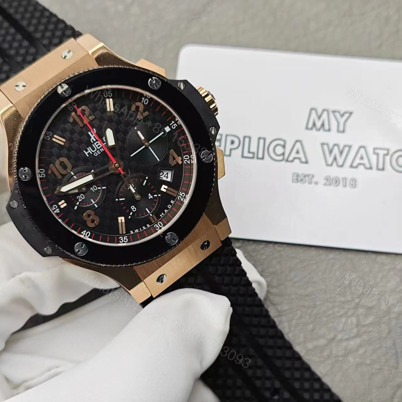 View 2 of Hublot Big Bang Steel Rose 301.PB.131.RX Replica