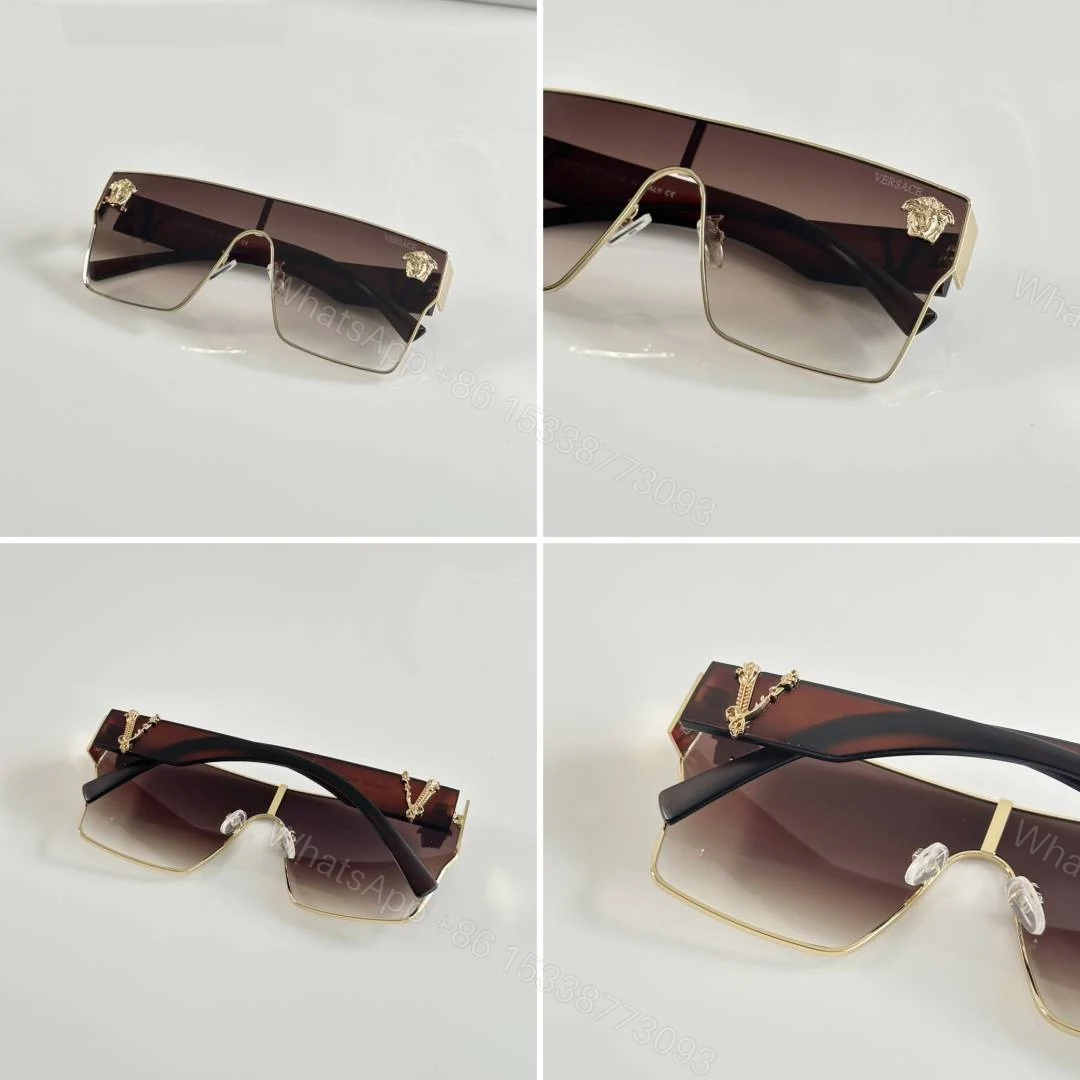 View 2 of First Copy Versace 10086 Gold Brown Sunglasses