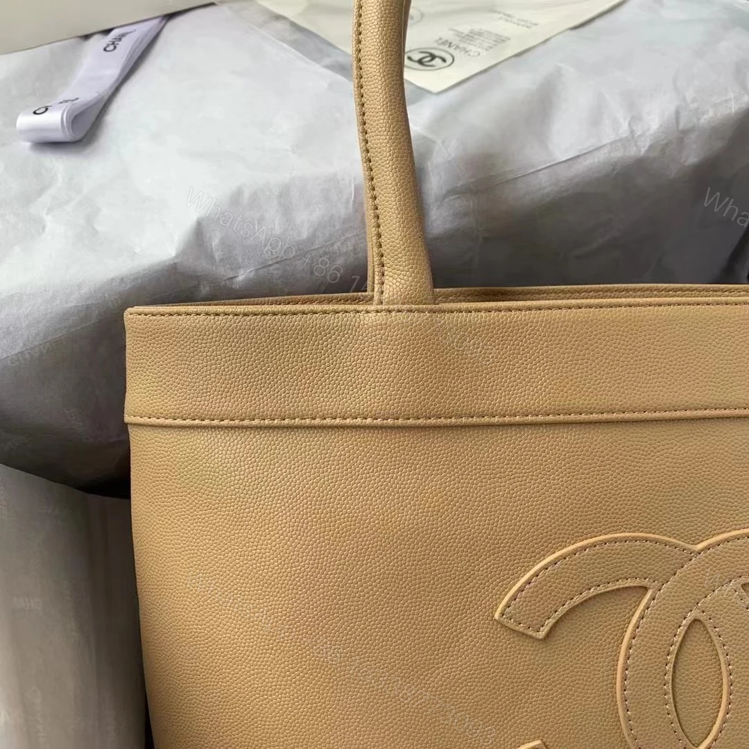 View 7 of Chanel Vintage Classic Like Auth Handbags Lock Gold Nude 30x21x8cm