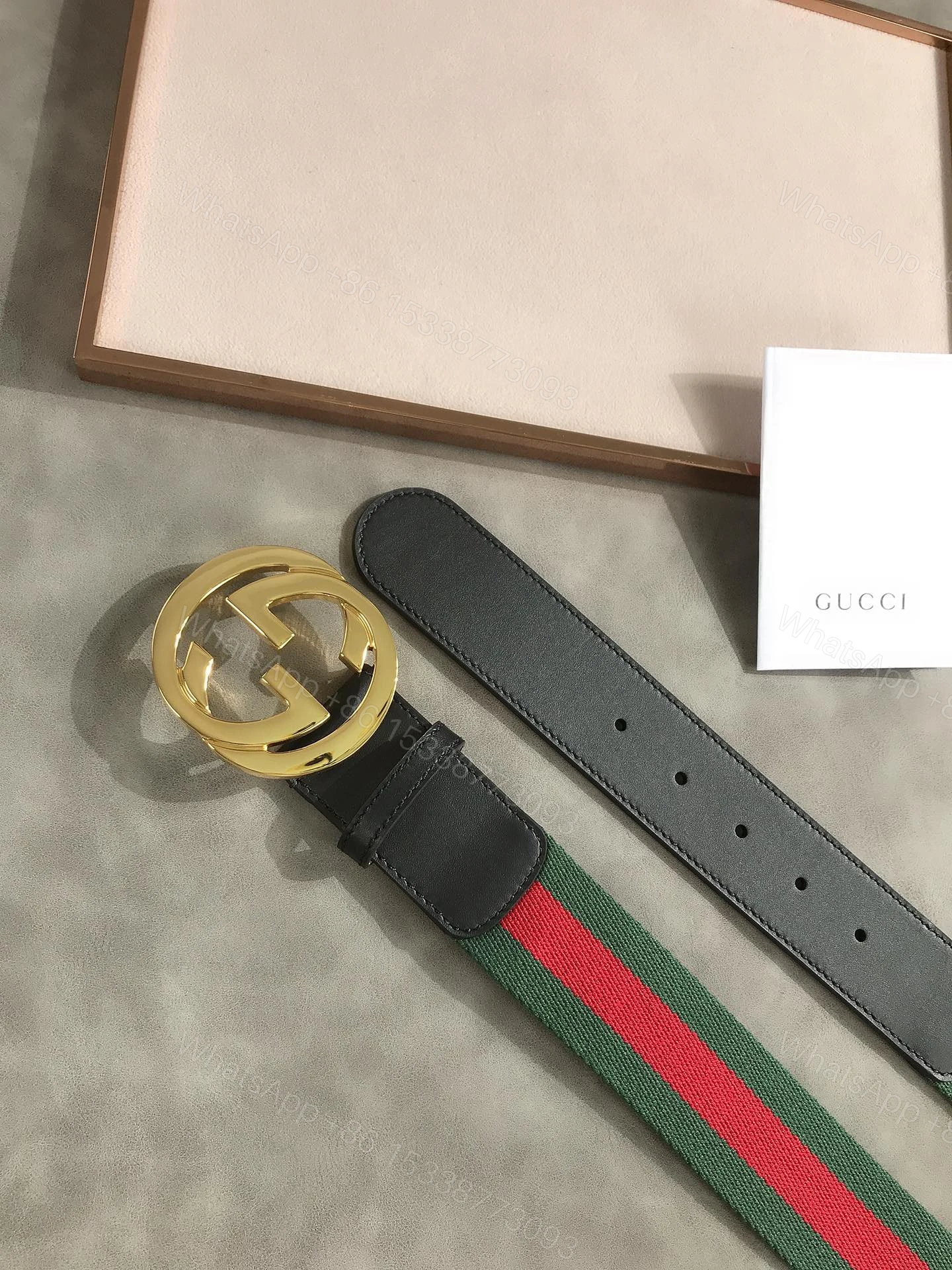 View 4 of GUCCI’S WEB BELT WITH G BUCKLE GREEN 4CM