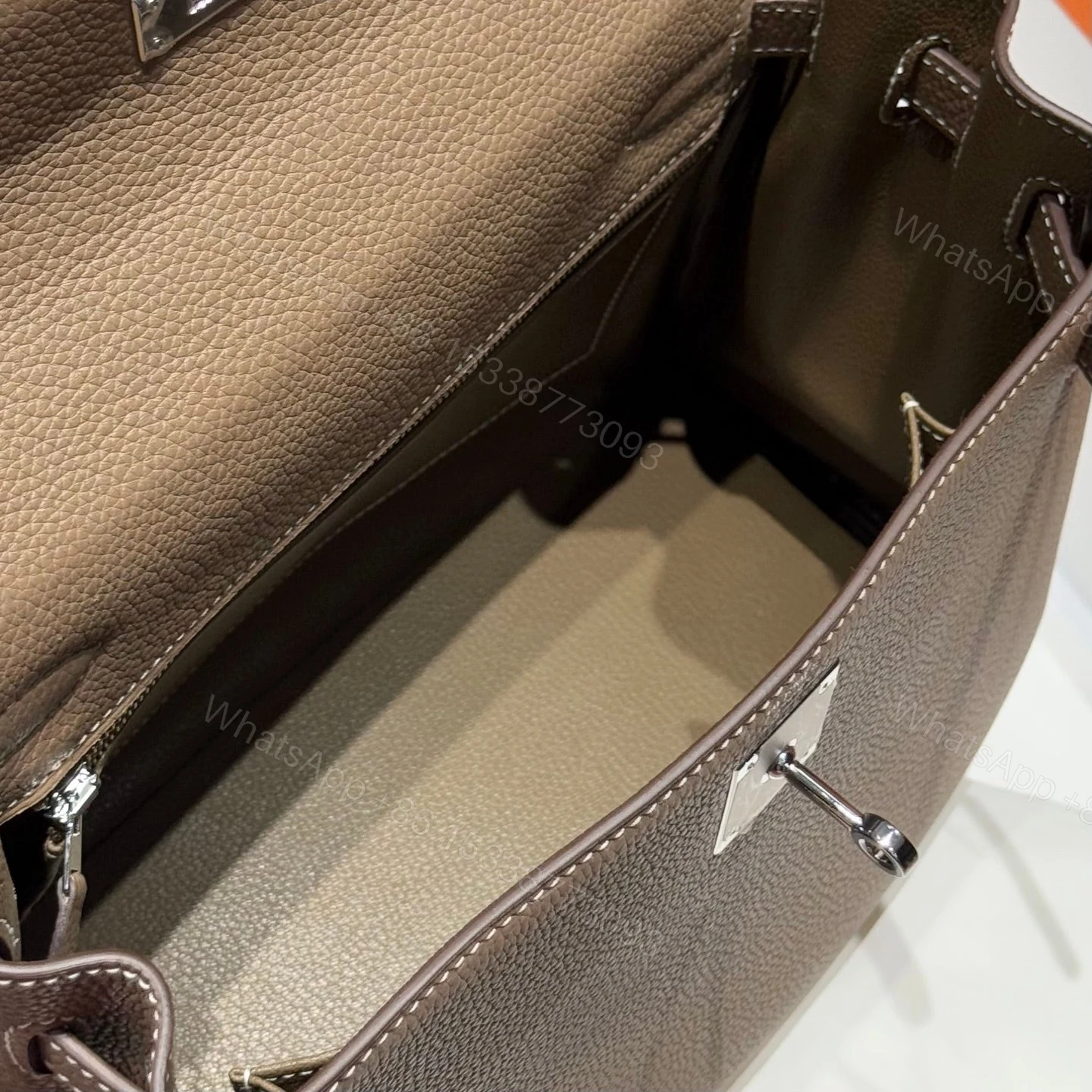 View 3 of HERMES KELLY 28 IN ETOUPE TOGO SILVER HARDWARE