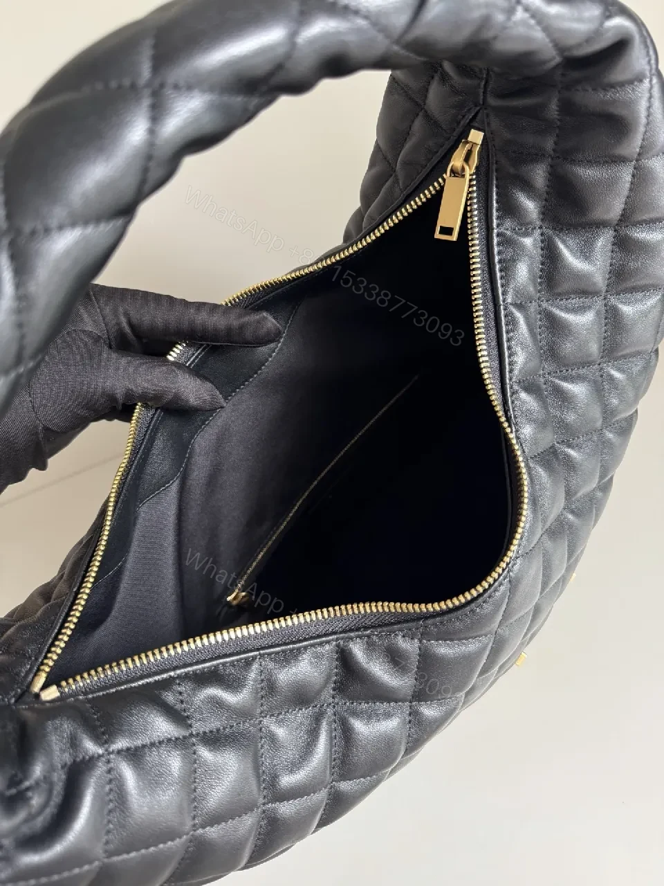View 8 of Quilted Black Faux Leather Hobo Bag: Luxury, Comfort, Modern Style