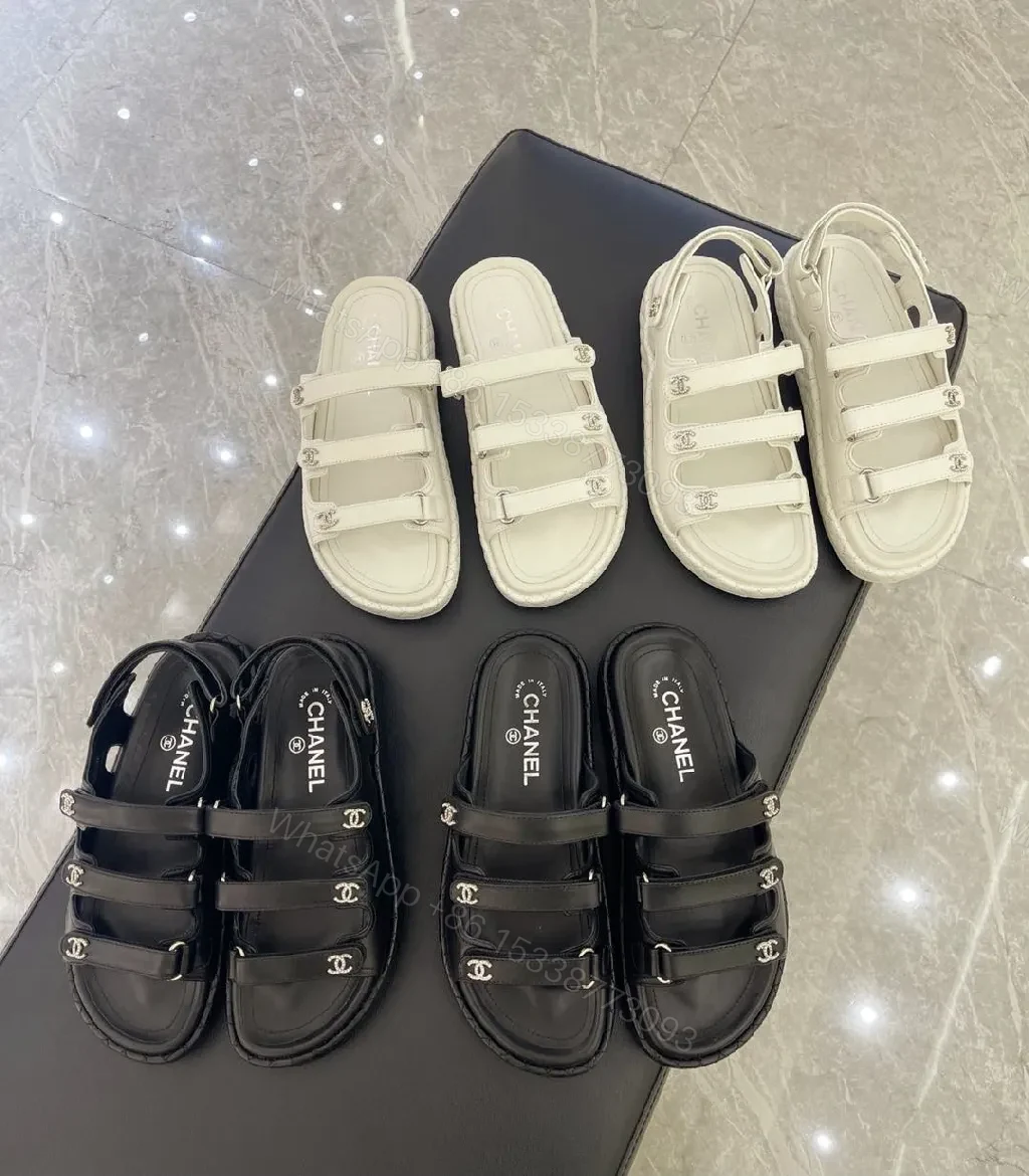 View 2 of Black Leather Slingback Sandal with Logo Straps - All-Day Comfort