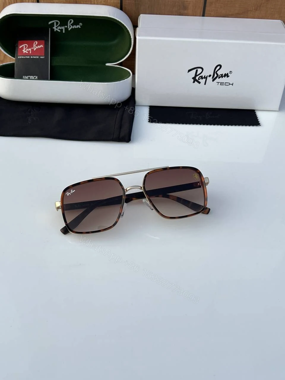 View 2 of First Copy RayBan 8830 Gold Brown Tiger Sunglasses