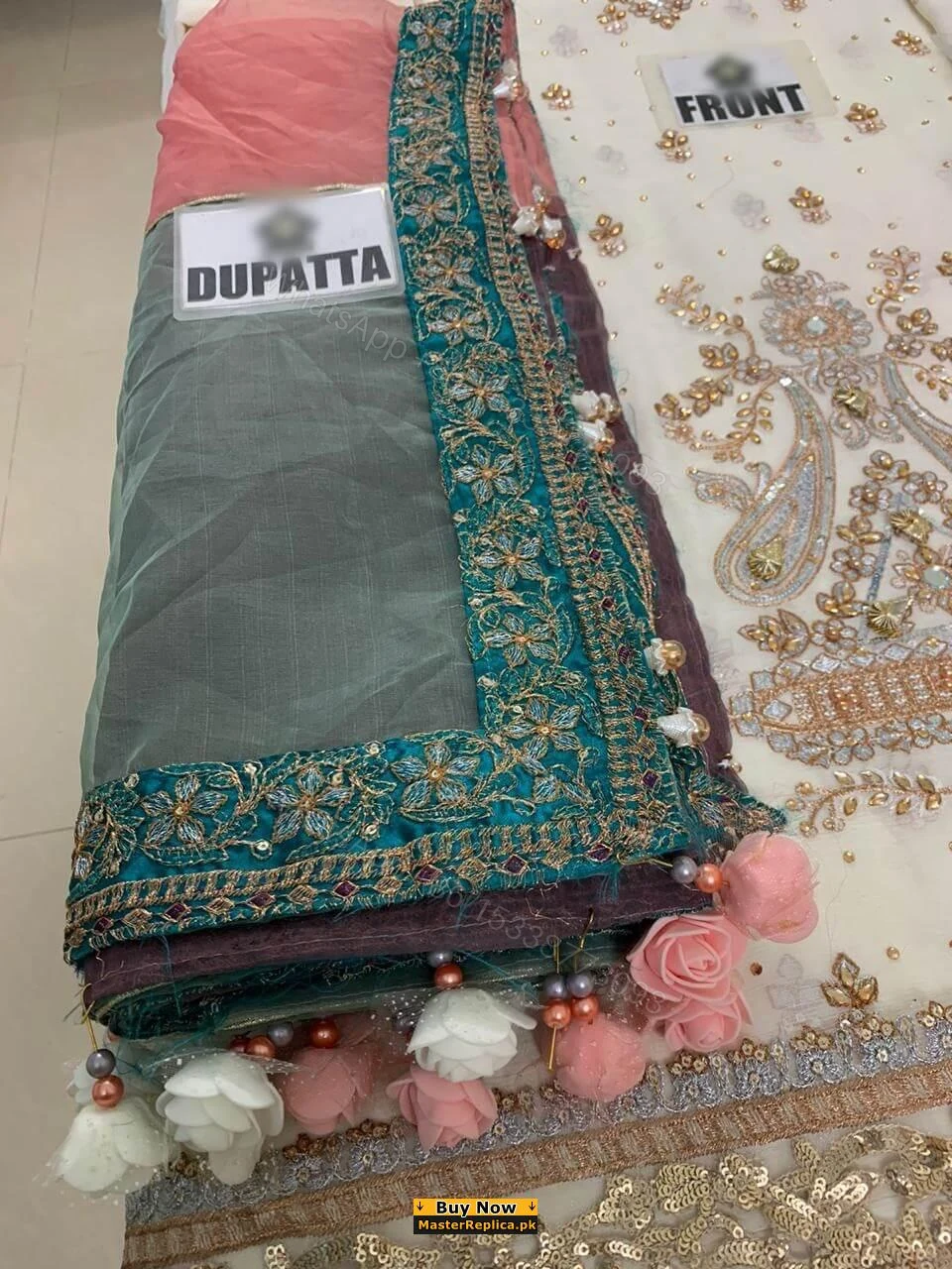 View 3 of Maria B Off White Wedding Suit Master Replica 2020